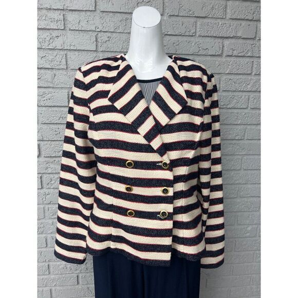 Cabi Women Cruise Nautical Striped Double Breasted Blazer Size 6 - Picture 6 of 13